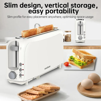 Slim Slice Toaster – 6 Shade Settings, Reheat/Defrost/Cancel, Removable Crumb Tray, 750W