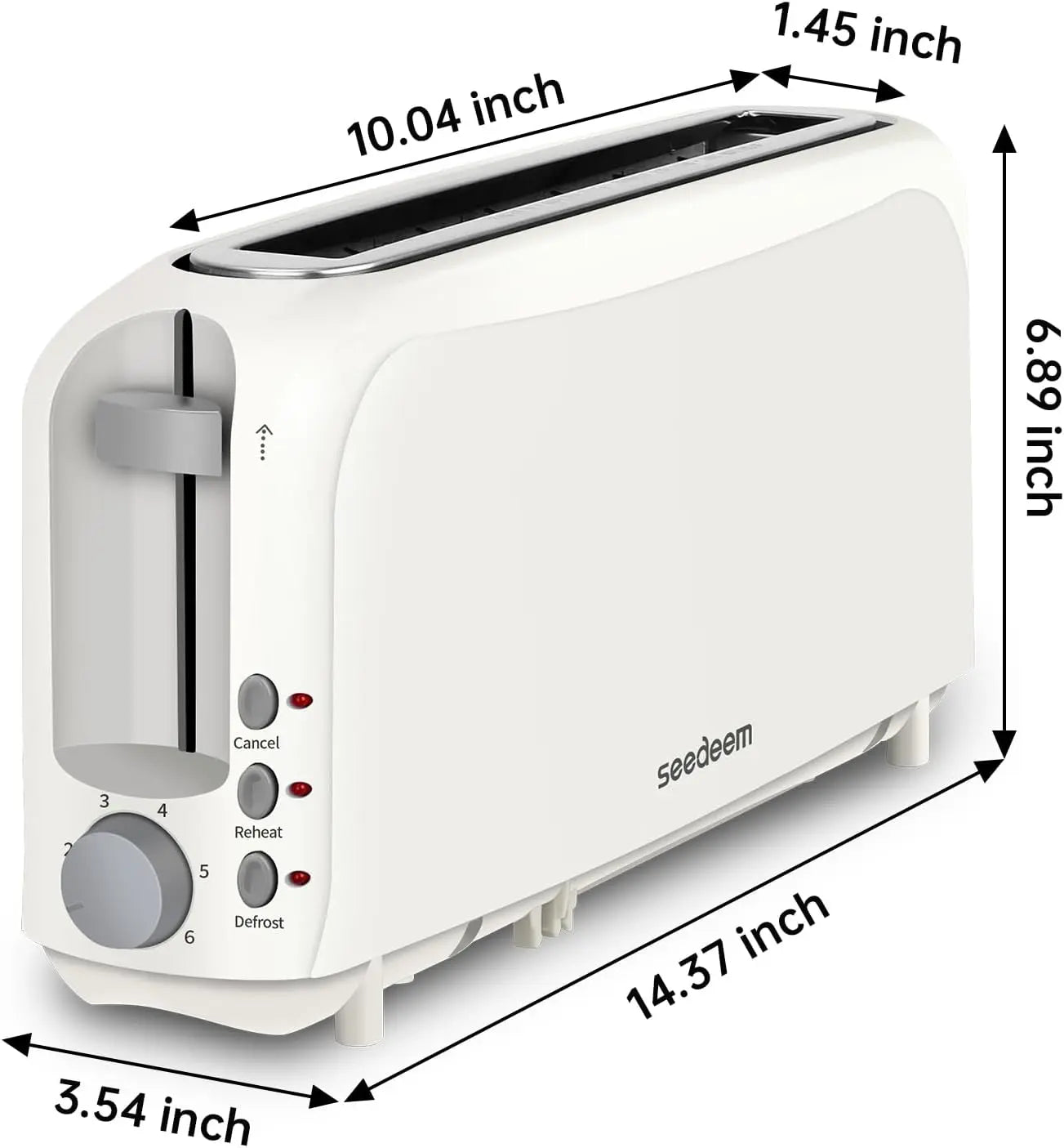 Slim Slice Toaster – 6 Shade Settings, Reheat/Defrost/Cancel, Removable Crumb Tray, 750W