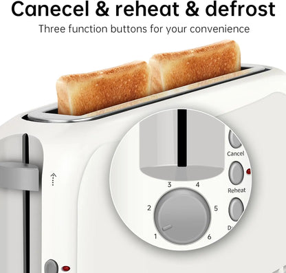 Slim Slice Toaster – 6 Shade Settings, Reheat/Defrost/Cancel, Removable Crumb Tray, 750W