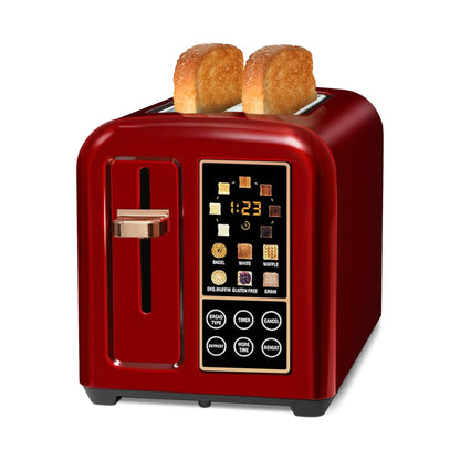 4-Slice Stainless Steel Toaster – LCD Display & Touch Buttons, 6 Bread Selection, 7 Shade Settings, 1.4" Wide Slots, Cancel/Defrost/Reheat, Removable Crumb Tray, 1800W