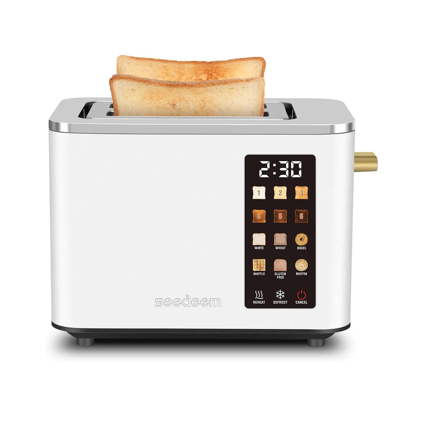 Smart Stainless 2-Slice Toaster – Peach Pink, Touch Control Screen, 6 Shade Settings & 6 Bread Selections, Countdown Timer, Defrost, Removable Crumb Tray, 900W