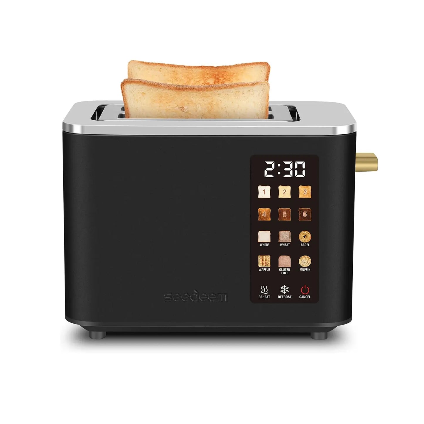 Smart Stainless 2-Slice Toaster – Peach Pink, Touch Control Screen, 6 Shade Settings & 6 Bread Selections, Countdown Timer, Defrost, Removable Crumb Tray, 900W