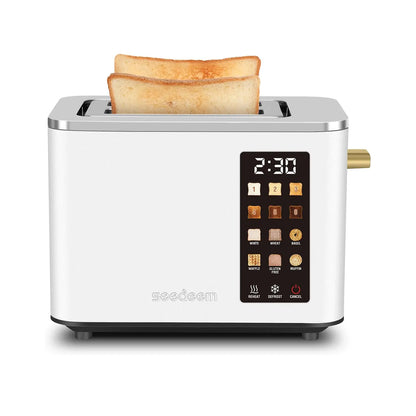 Smart Stainless 2-Slice Toaster – Peach Pink, Touch Control Screen, 6 Shade Settings & 6 Bread Selections, Countdown Timer, Defrost, Removable Crumb Tray, 900W