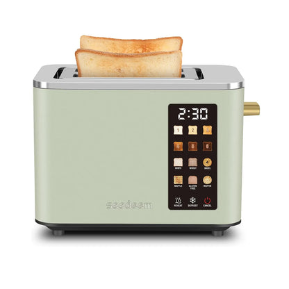 Smart Stainless 2-Slice Toaster – Peach Pink, Touch Control Screen, 6 Shade Settings & 6 Bread Selections, Countdown Timer, Defrost, Removable Crumb Tray, 900W